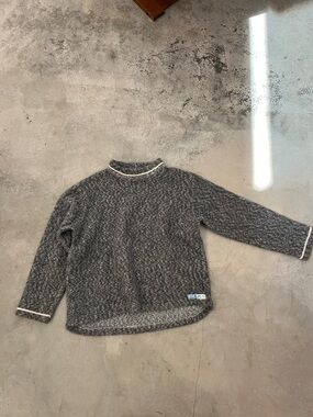 Bird Gray Crewneck Women's Sweater with Contrast Trim Bird Size Medium